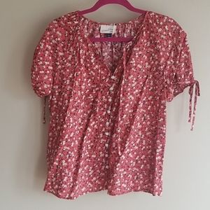 Red floral blouse. Perfect for summertime!